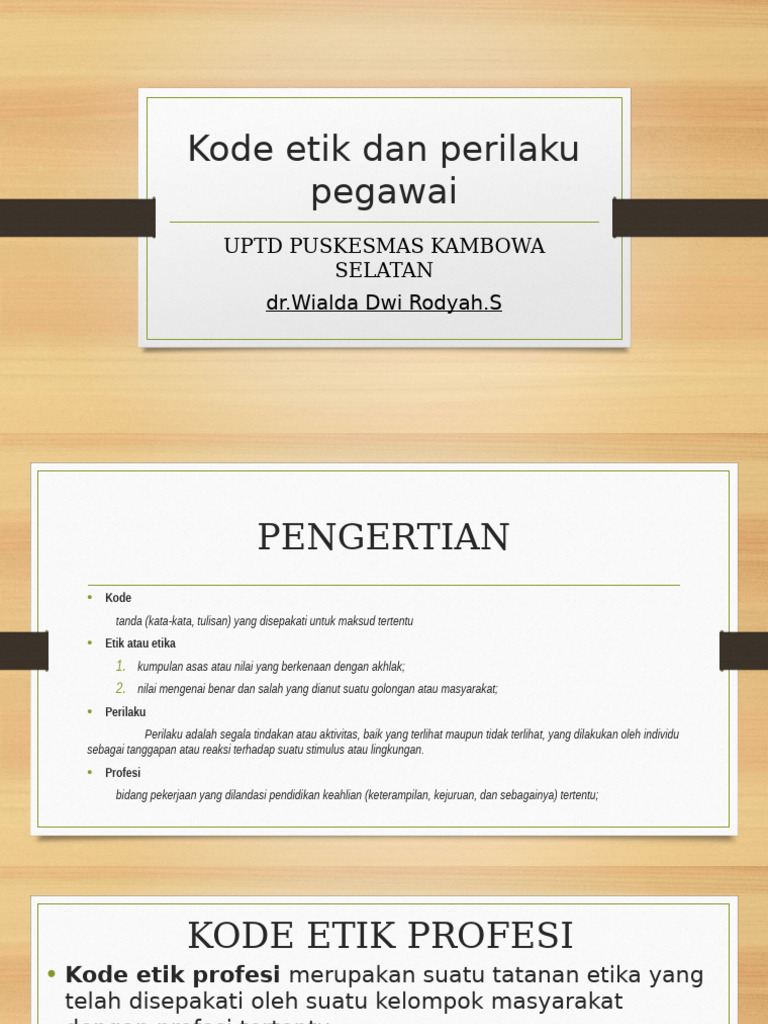 Kode Etik dan Perilaku Pegawai Puskesmas | PDF