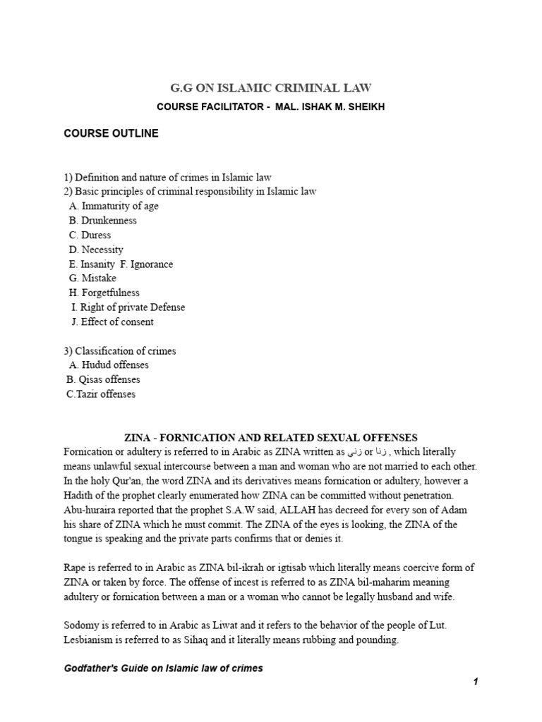 Understanding Zina in Islamic Law | PDF | Sharia | Insanity Defense