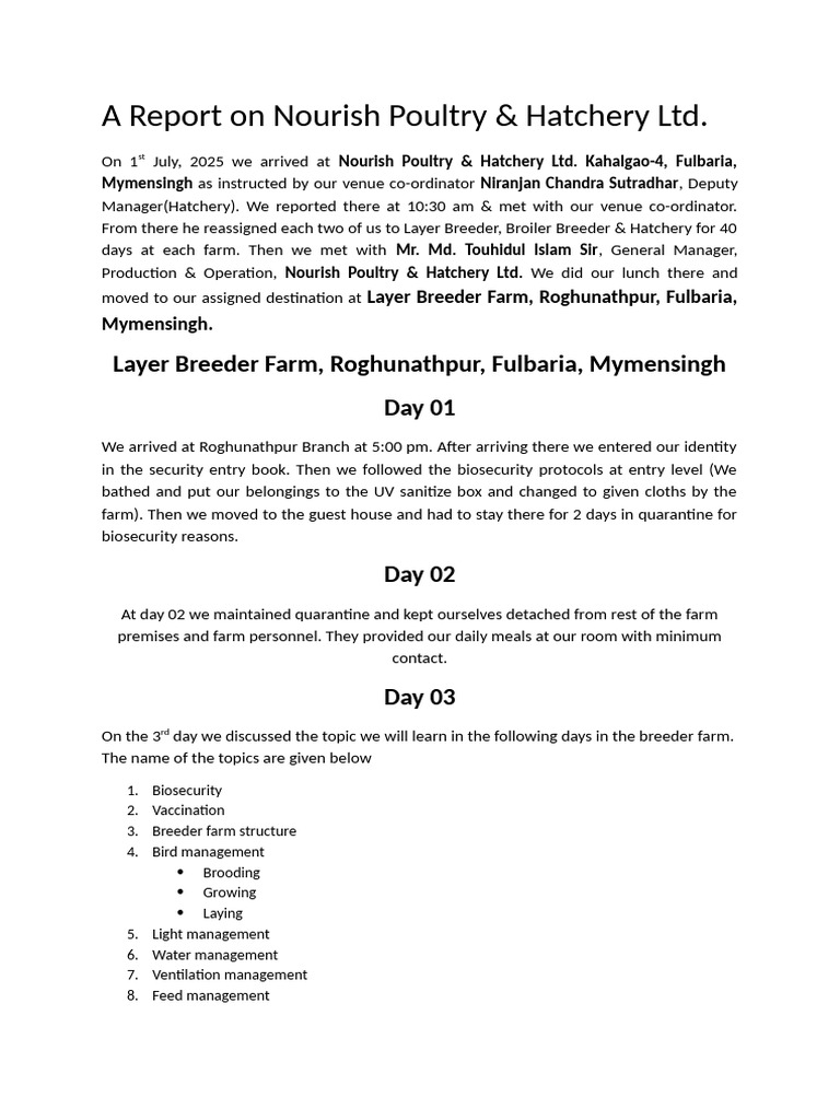 A Report On Nourish Poultry | PDF | Vaccines | Egg