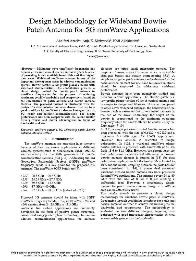 Wideband Bowtie Antenna Design for 5G | PDF | Antenna (Radio ...
