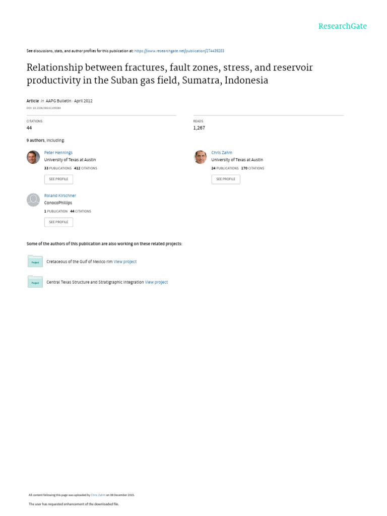 Fractures and Reservoir Productivity in Suban | PDF | Petroleum ...
