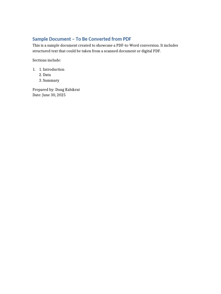 PDF To Word Sample | PDF