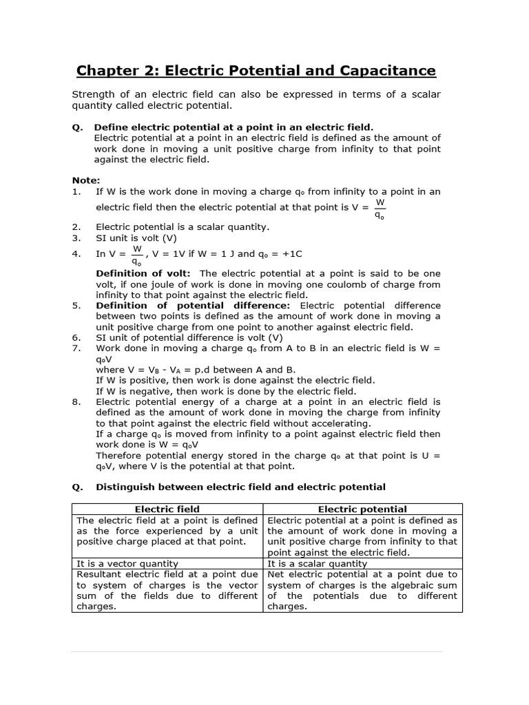 Electric Potential and Capacitance Explained | PDF | Dielectric ...