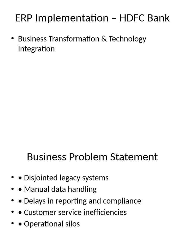 HDFC Bank's ERP Transformation with SAP | PDF | Enterprise Resource ...