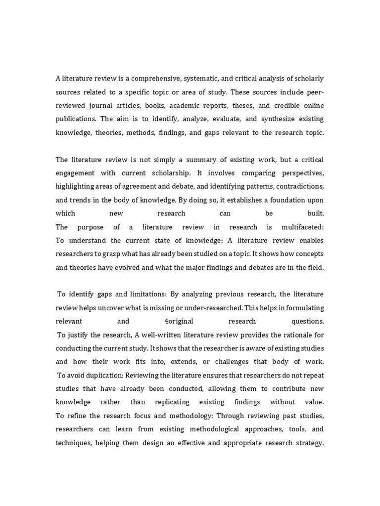 Literature Review Definition and Purpose | PDF | Methodology | Knowledge