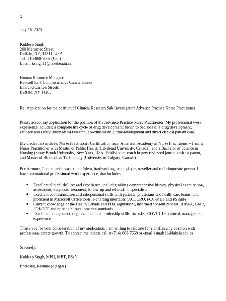 Application for Nurse Practitioner Role | PDF | Nurse Practitioner ...