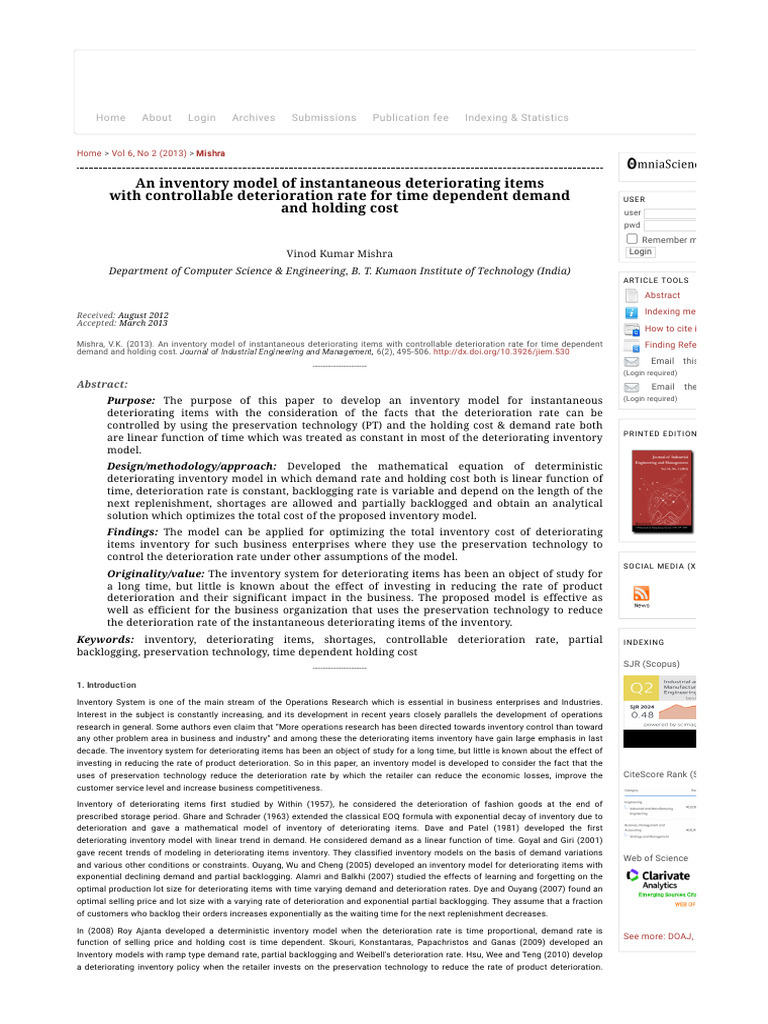 An Inventory Model of Instantaneous Deteriorating Items With ...