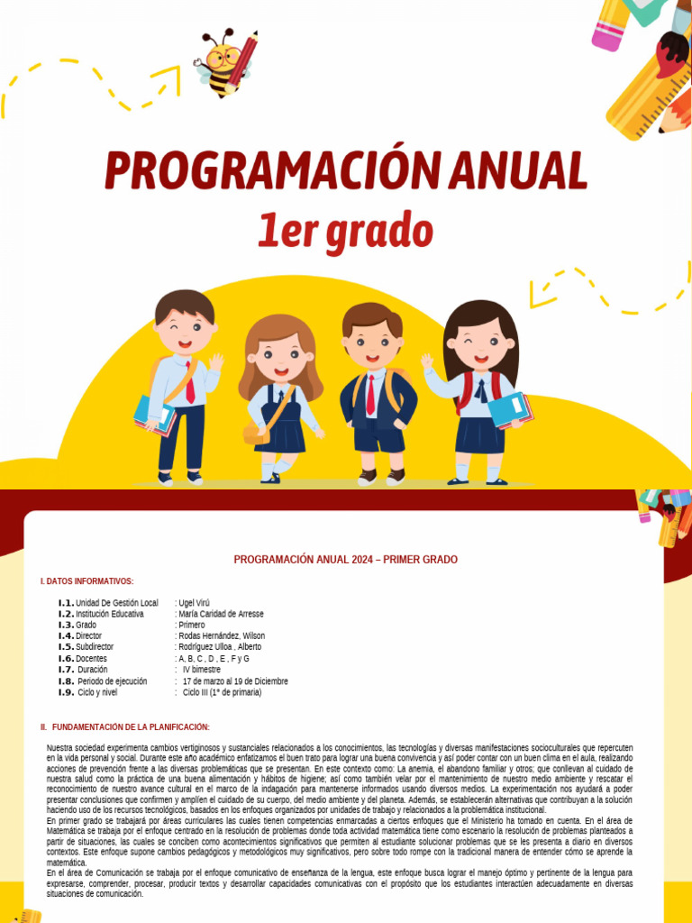Programación Anual 2024 Primer Grado | PDF | Datos | Sustracción