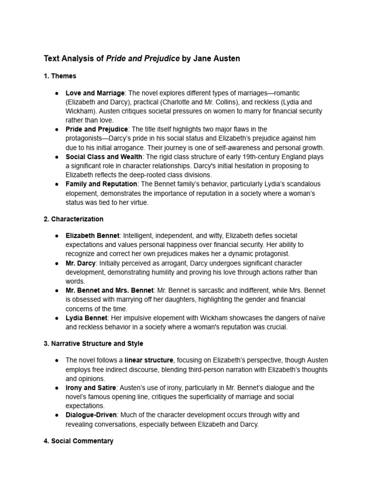 Themes and Characters in Pride and Prejudice | PDF | Pride And ...