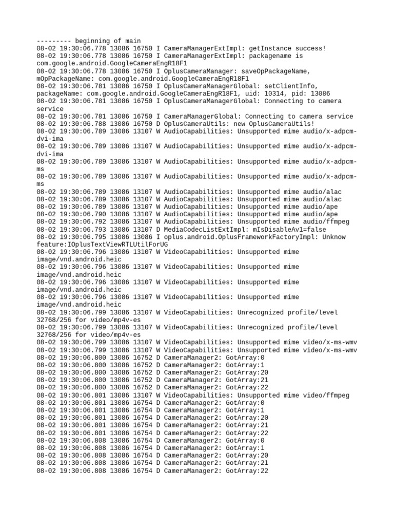 Camera Service Connection Logs | PDF | Computer Engineering | Software ...