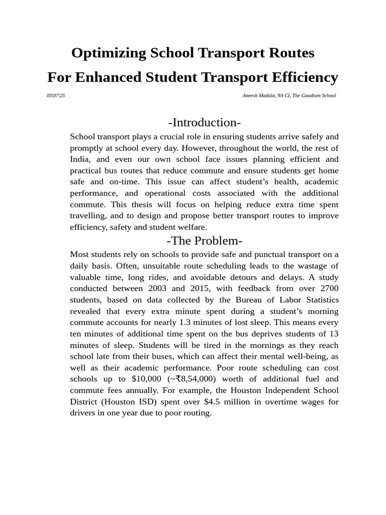 Optimizing School Transport Routes | PDF | Global Positioning System ...
