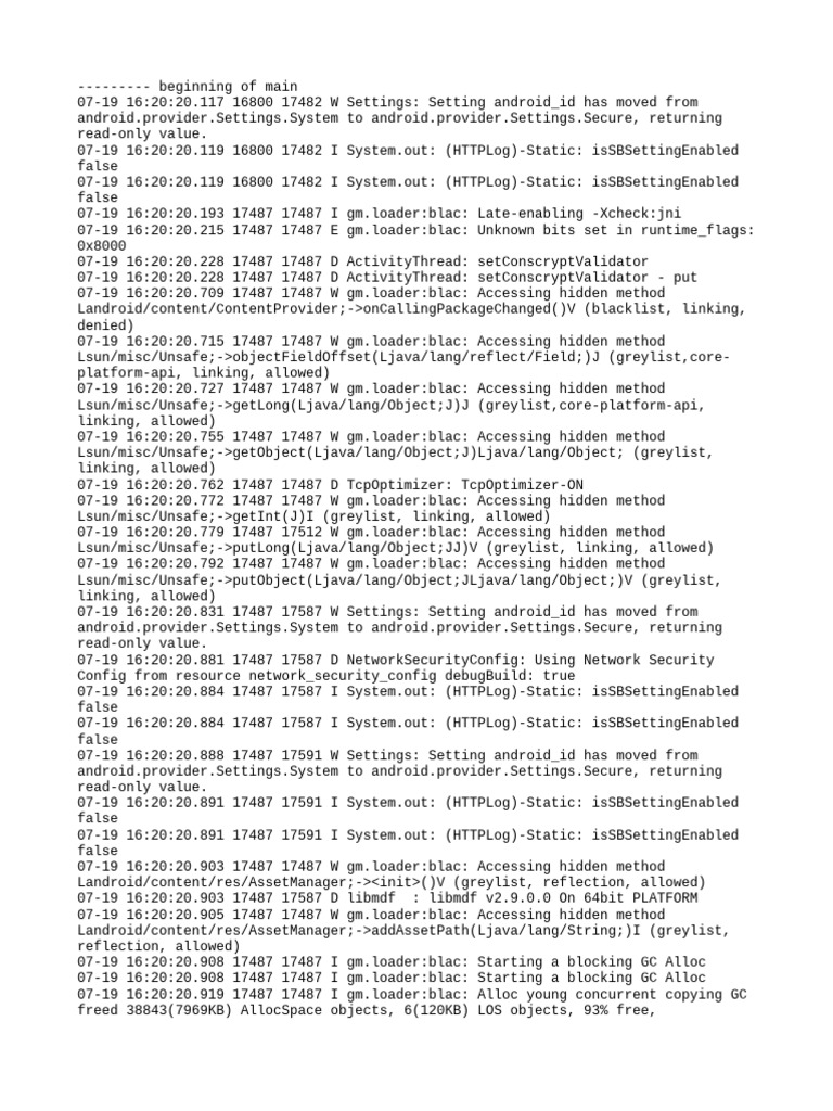Android Log: Settings and Memory Issues | PDF | Operating System ...