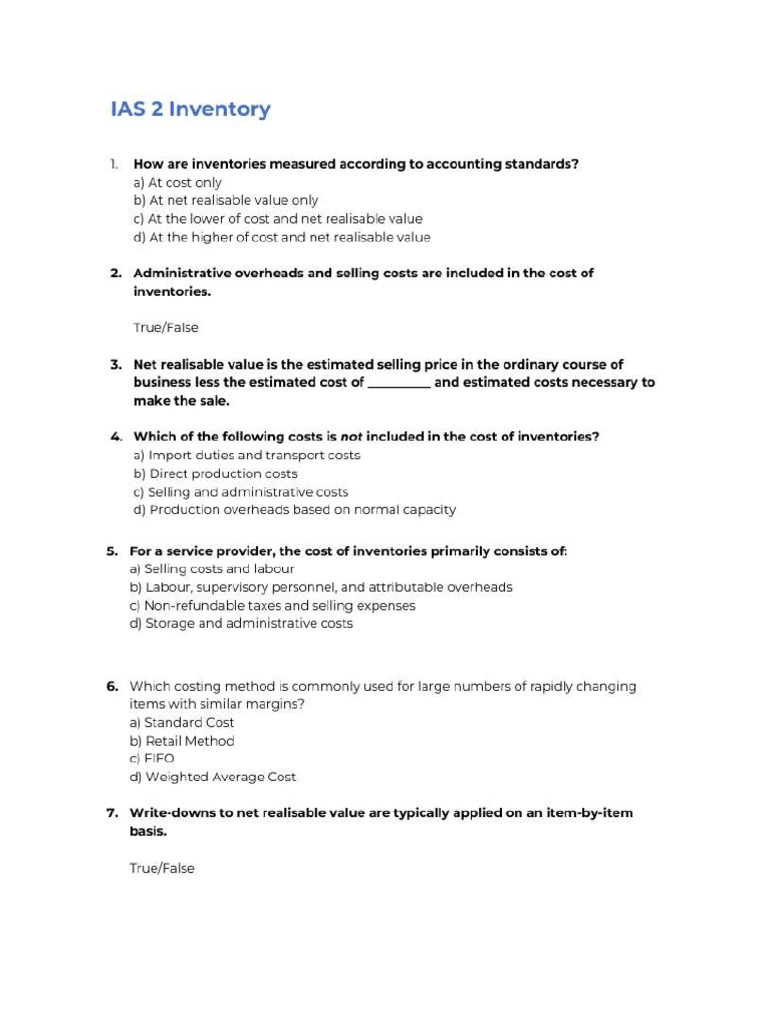 IAS 2 Assignment | PDF