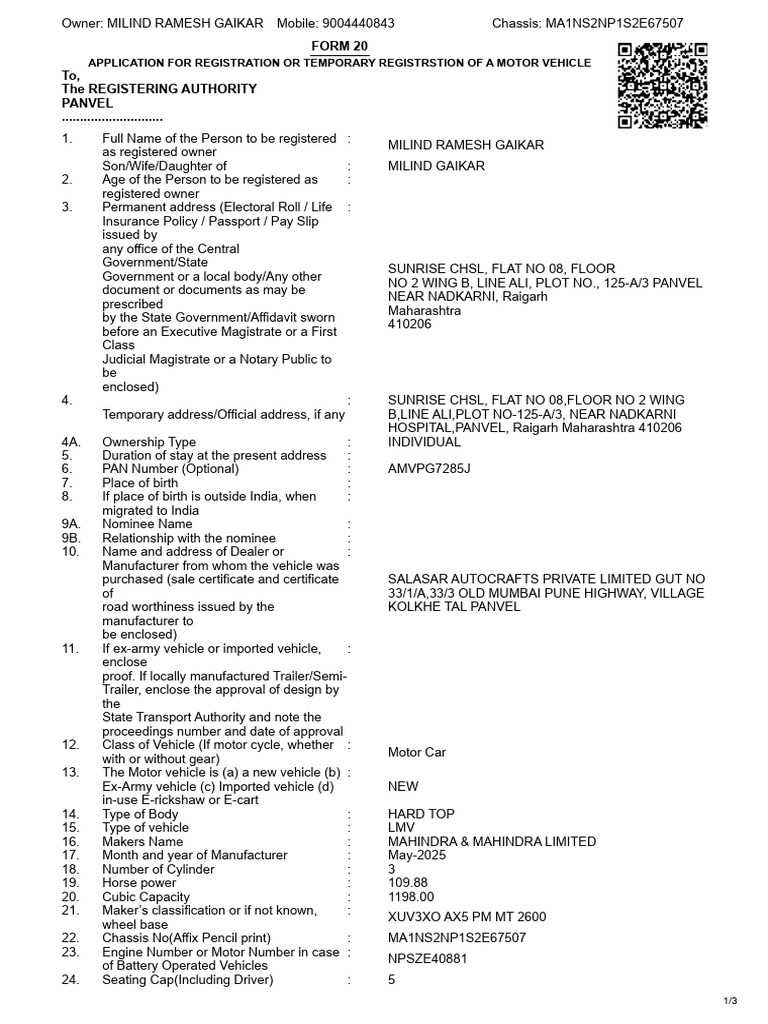 Vehicle Registration Application Form | PDF | Semi Trailer Truck ...