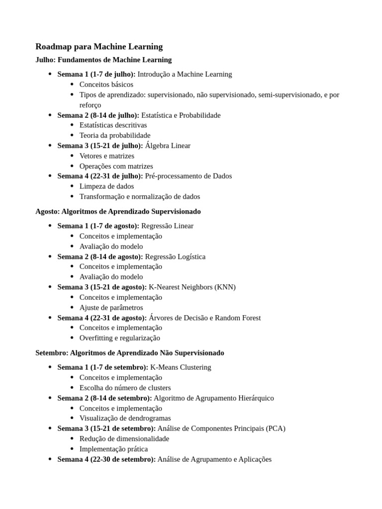 Roadmap de Machine Learning e IA | PDF | Aprendizado de máquina ...