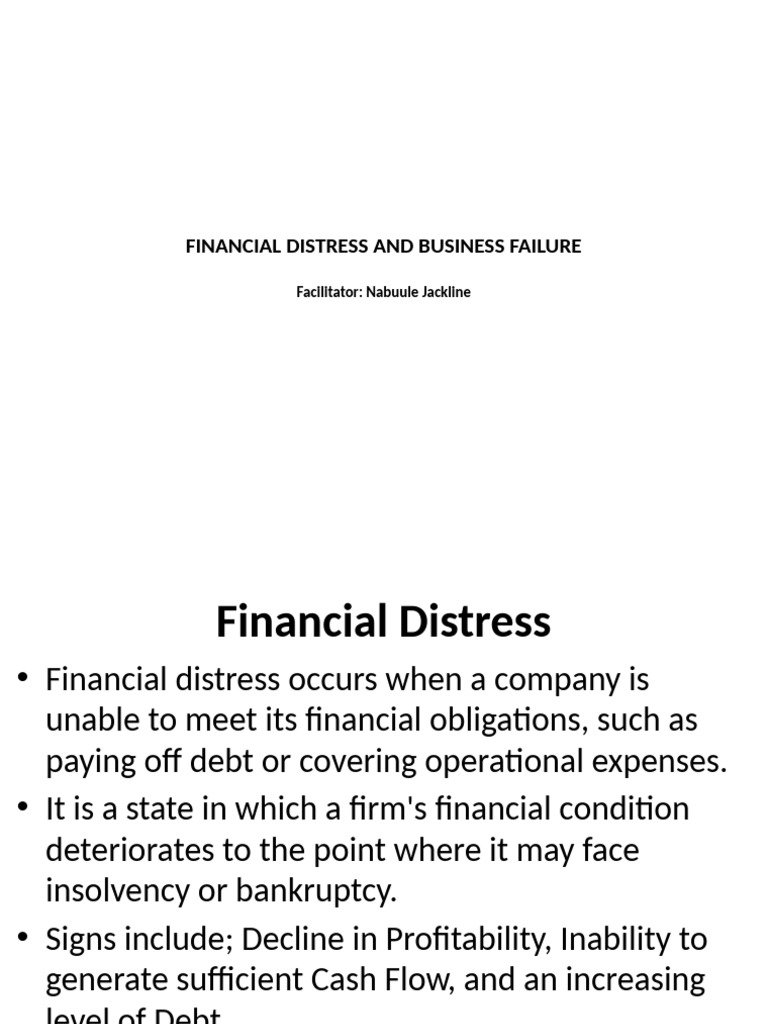Financial Distress and Business Failure | PDF | Insolvency | Debt