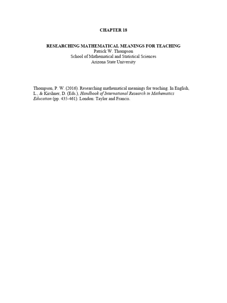 Mathematical Meanings in Teaching | PDF | Equations | Knowledge