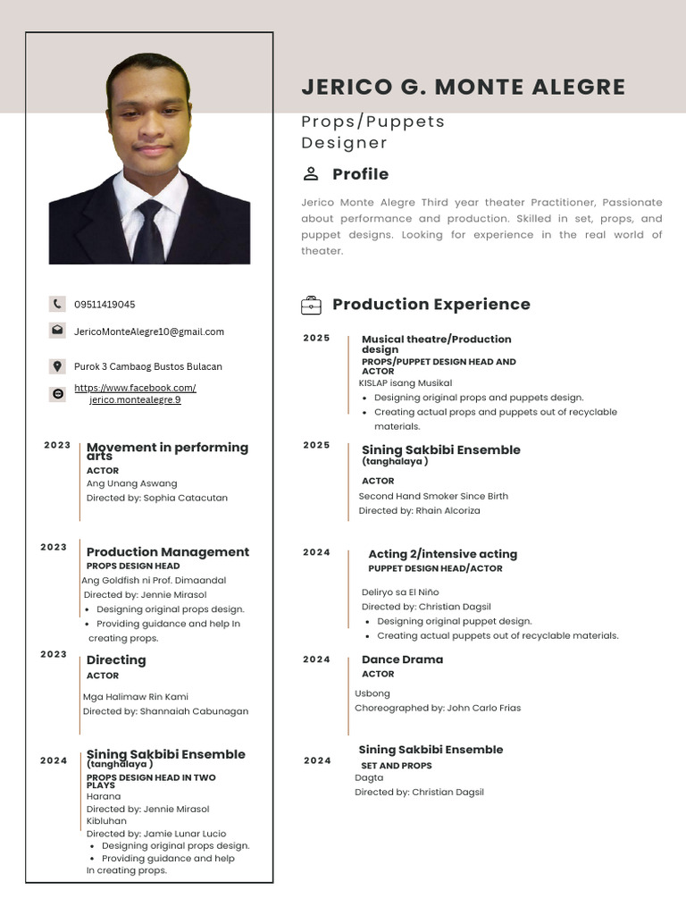 Local Guide Program Profile: Jerico Alegre | PDF | Theatre | Oral ...