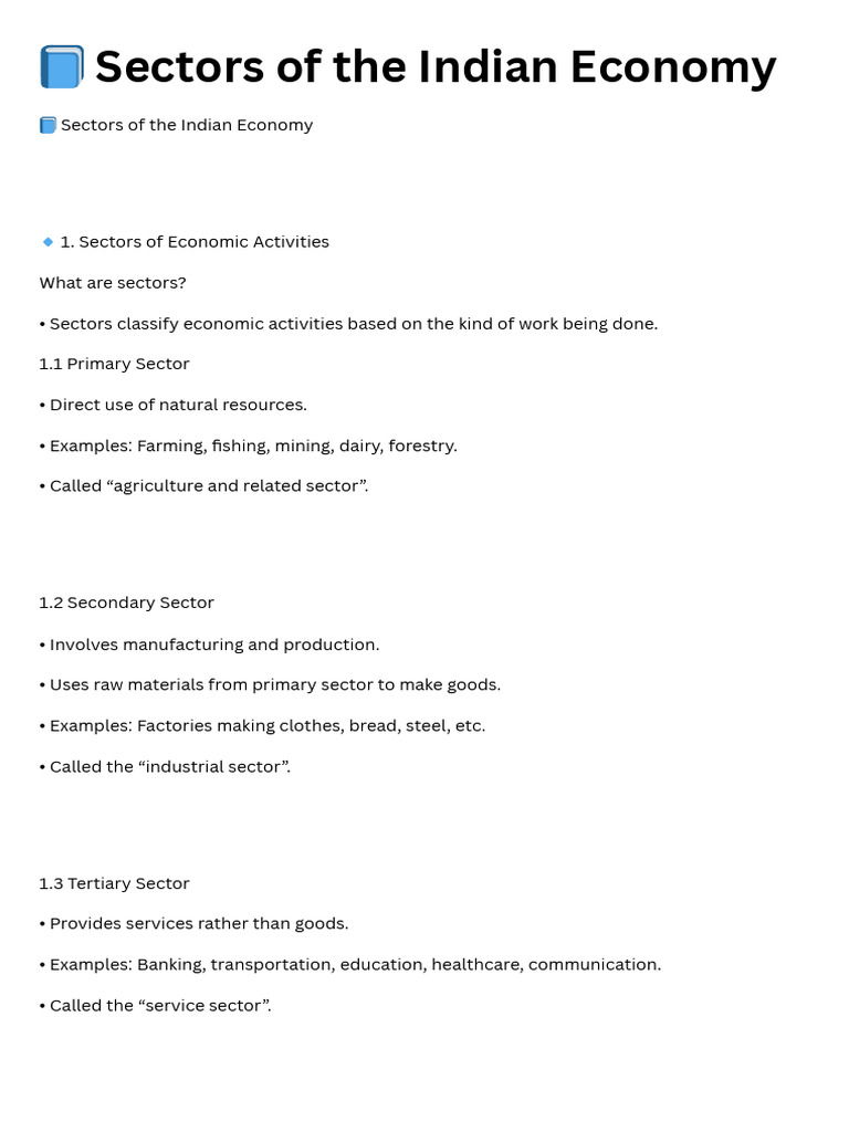 Sectors of the Indian Economy Explained | PDF | Gross Domestic Product ...