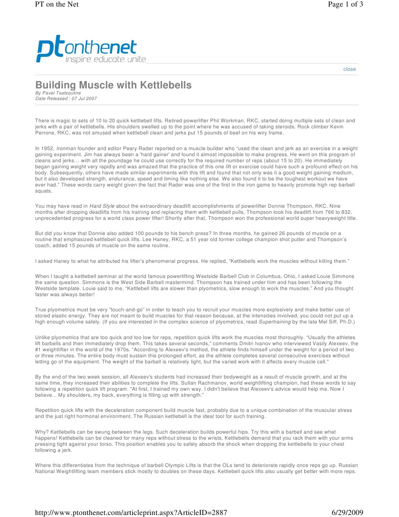 Building Muscle With Kettle Bells Pavel Kettlebell Hobbies