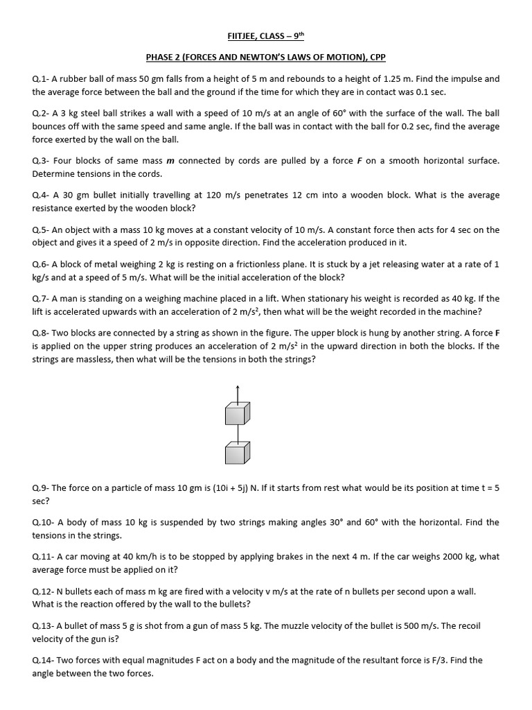 Physics Q&A for Class 9: Forces & Motion | PDF | Force | Tension (Physics)