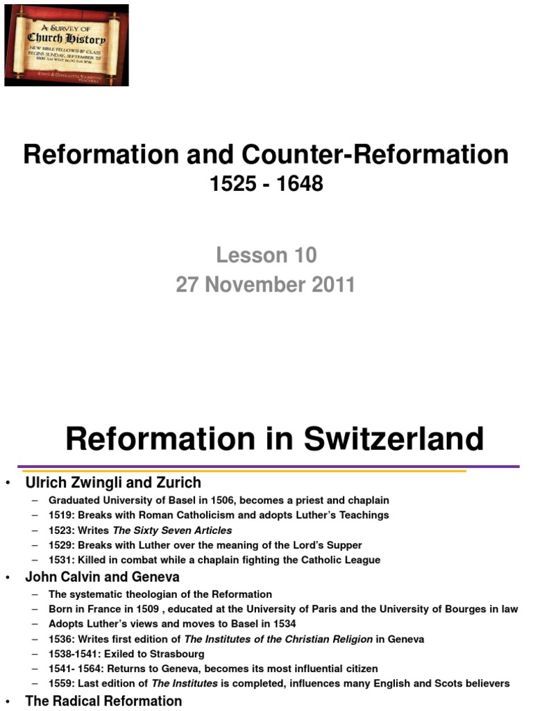 Lesson 10 Reformation and Counter Reformation in Europe Protestant