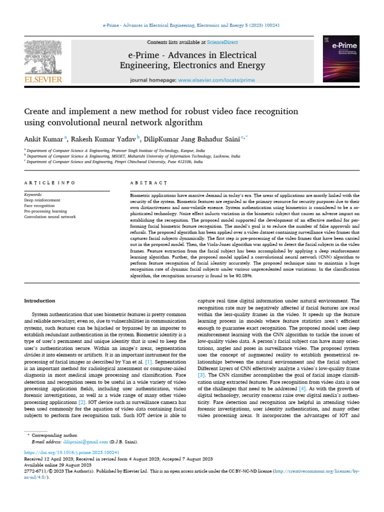 Create and Implement A New Method For Robust Video Face Recognition ...