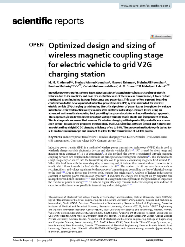 Wireless Magnetic Coupling for EV Charging | PDF | Inductor | Inductance
