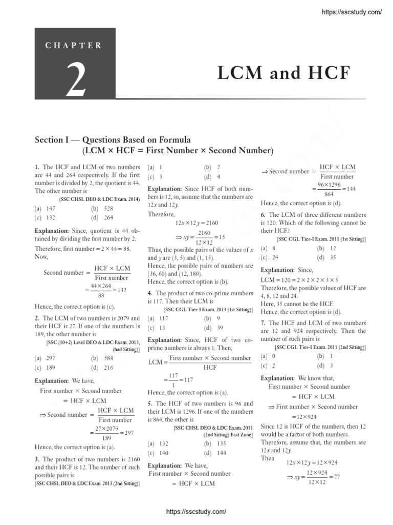 HCF and LCM Problem Solutions | PDF | Abstract Algebra | Discrete ...