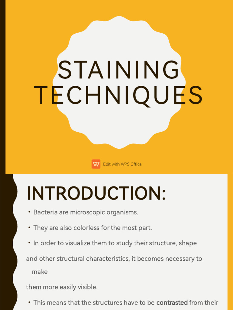 Microbial Staining Techniques Overview | PDF | Staining | Histology