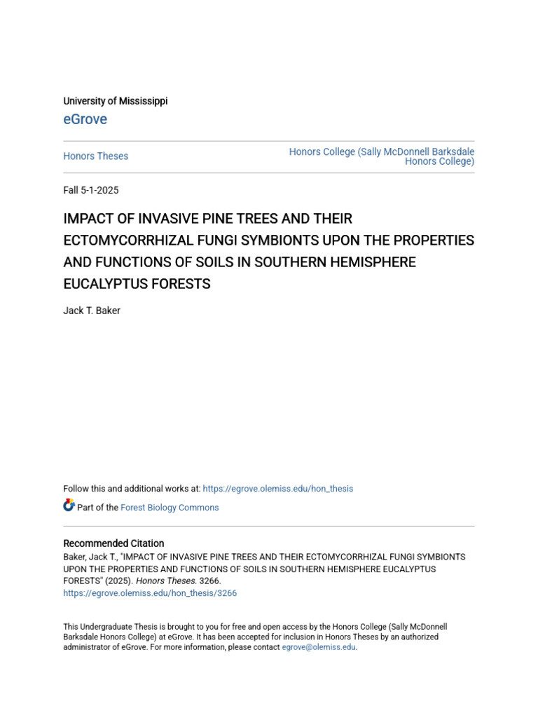 Impact of Invasive Pine Trees and Their Ectomycorrhizal Fungi Sym | PDF ...
