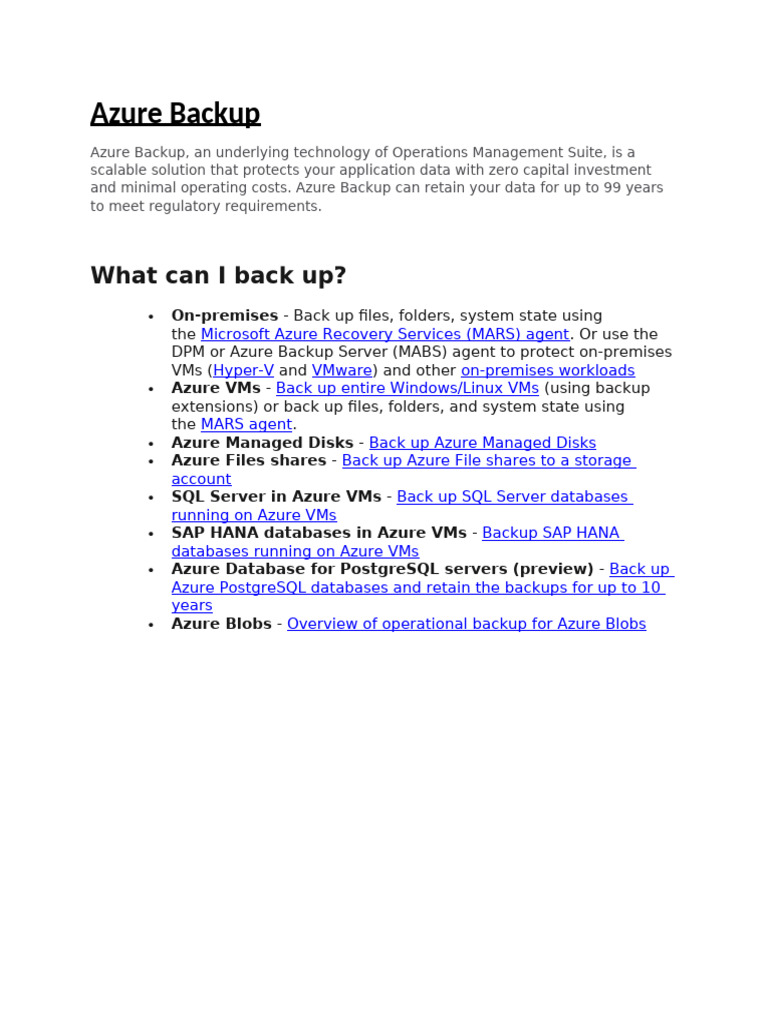 Azure Backup | PDF | Microsoft Azure | Virtual Machine