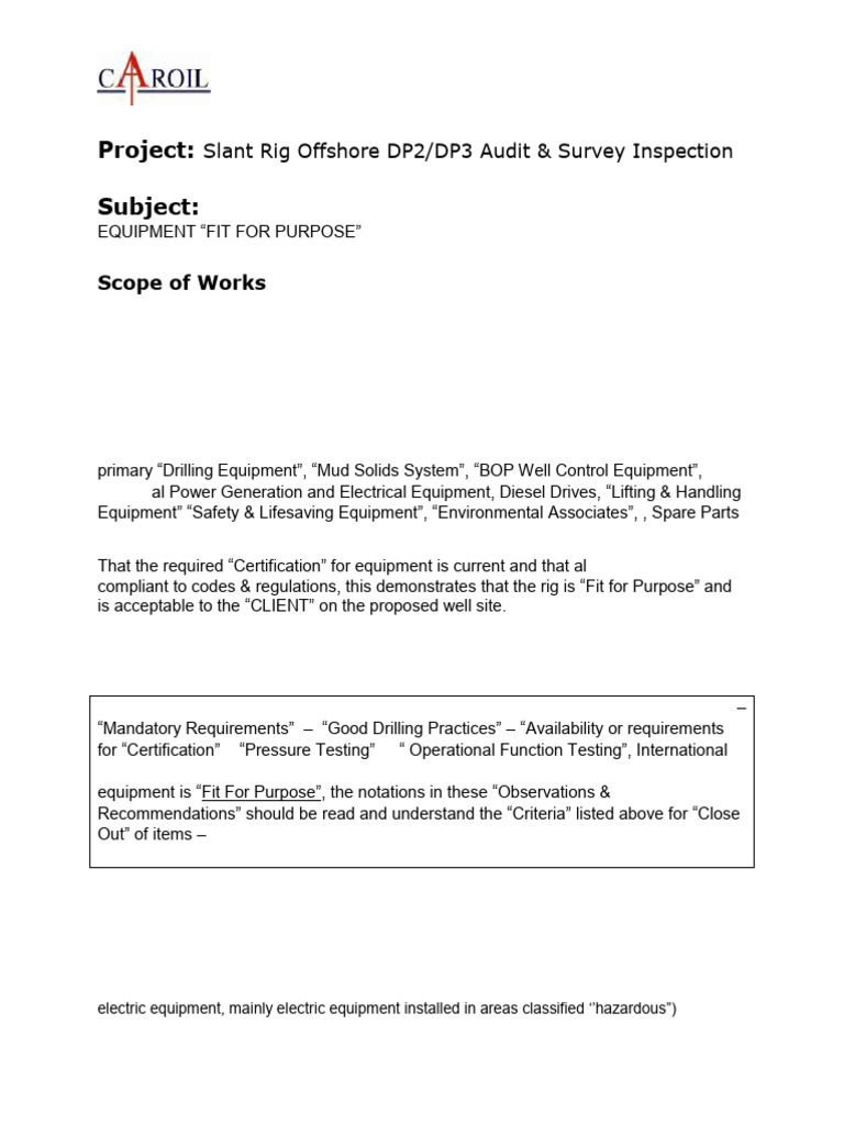 Offshore Rig Compliance Audit Report | PDF