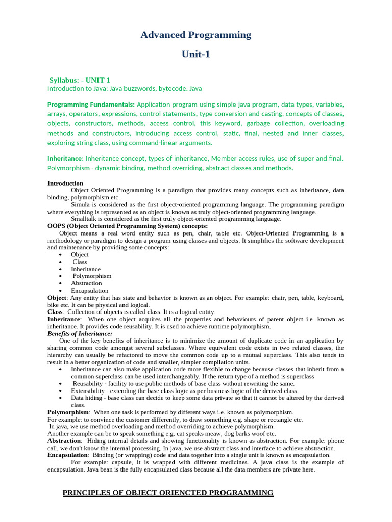 Java Programming and OOP Concepts Guide | PDF | Inheritance (Object ...