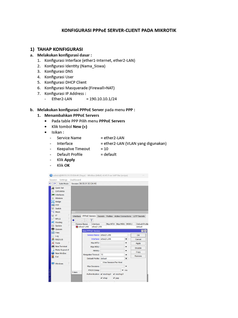 Konfigurasi PPPoE di Mikrotik | PDF