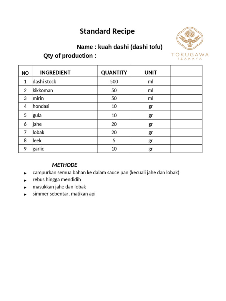 Resep Kuah Dashi dan Miso Jepang | PDF