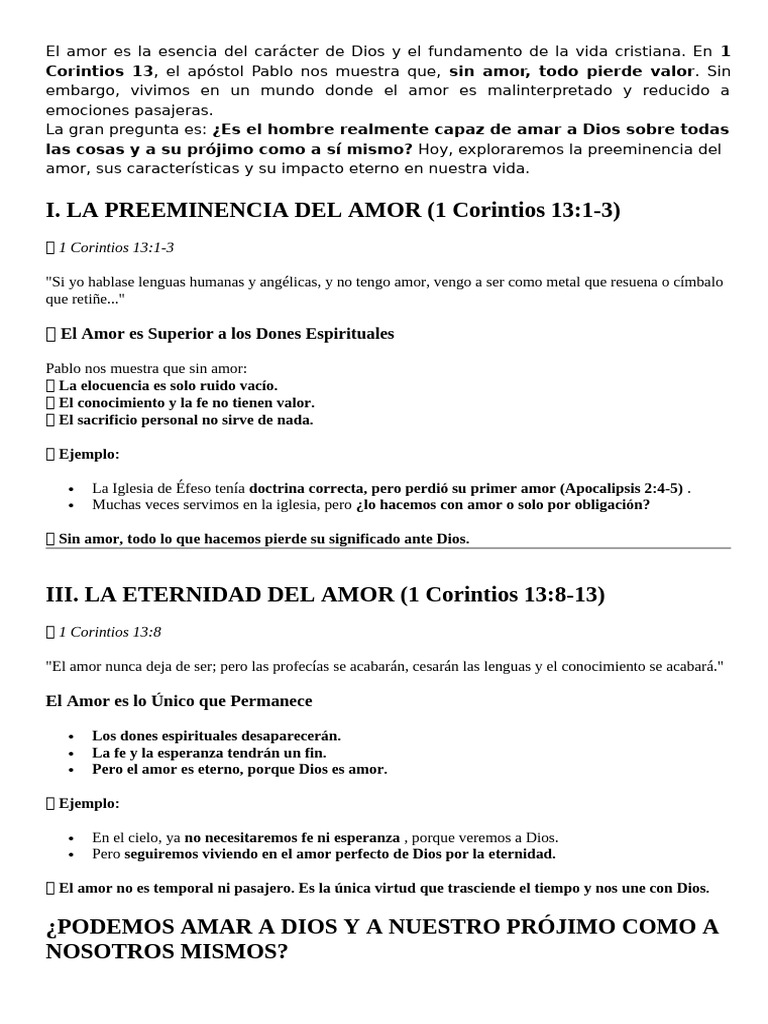 El Amor Es La Esencia Del Carácter de Dios y El Fundamento de La Vida ...
