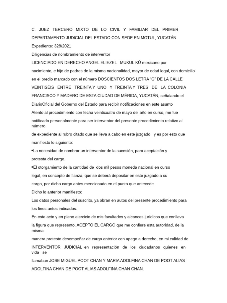Nombramiento de Interventor Judicial en Yucatán | PDF
