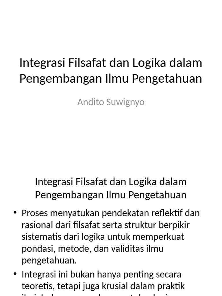 Integrasi Filsafat dan Logika dalam Ilmu | PDF