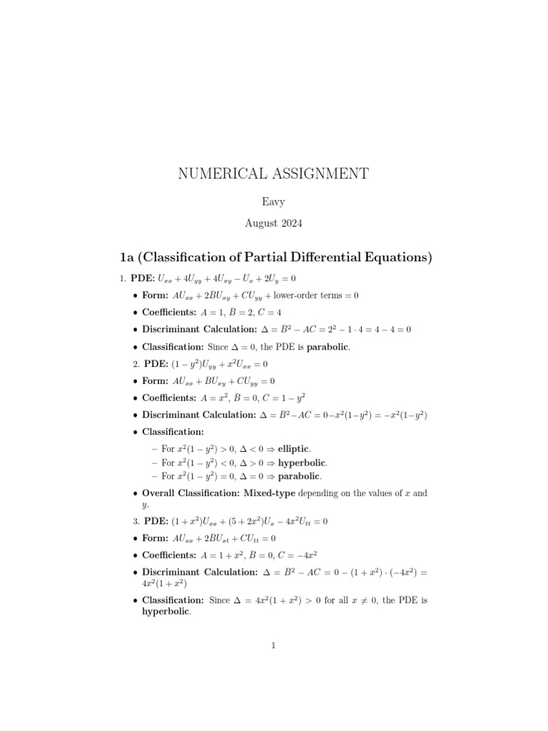 Classification and Solution of PDEs | PDF | Partial Differential ...