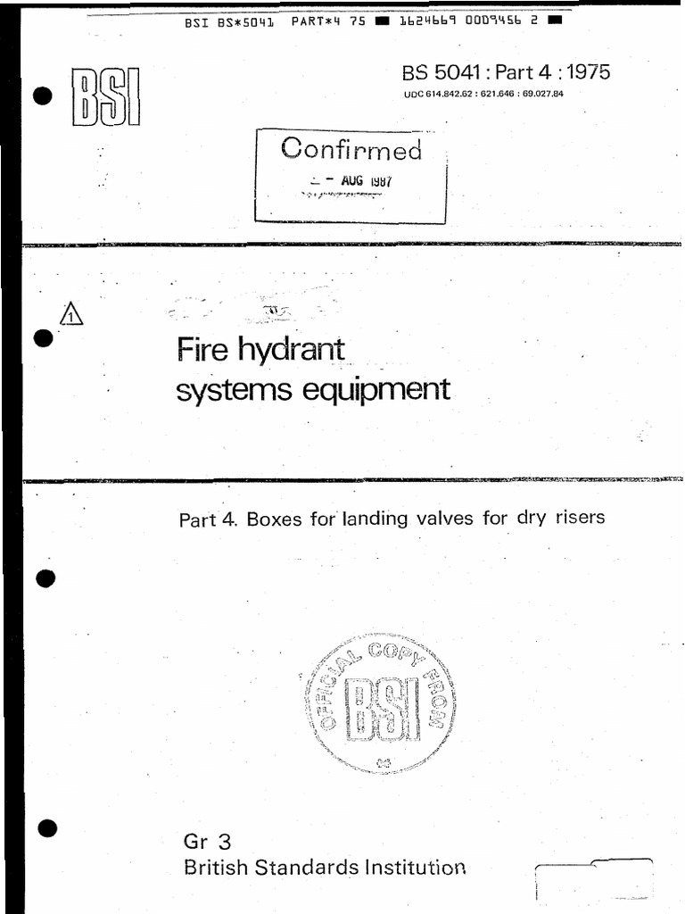 BS 5041 Part 4: Dry Riser Valve Boxes | PDF | Metals