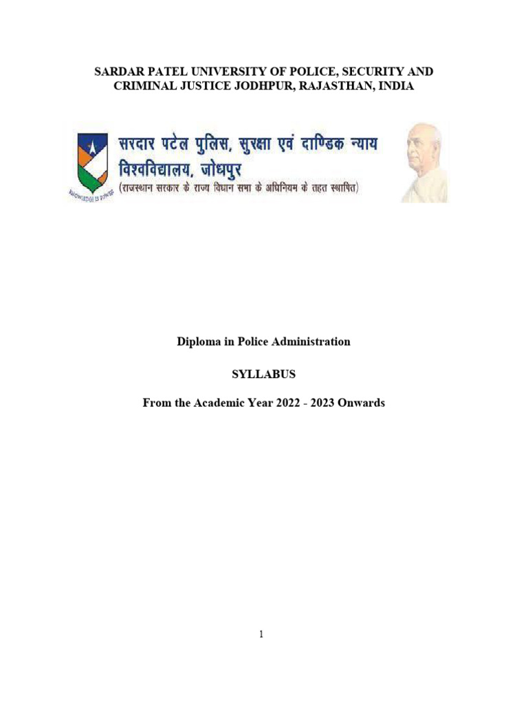 Syllabus of Diploma in Police Administration | PDF | Crimes | Crime ...