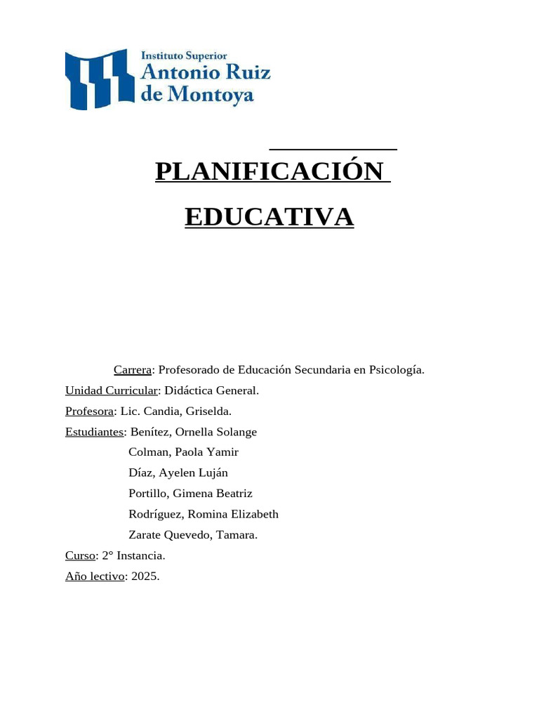Planificación Educativa en Psicología | PDF | Plan de estudios | Enseñando