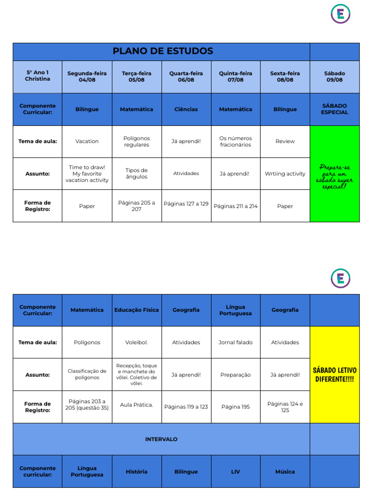 Plano de Estudos 5º Ano: Atividades e Temas | PDF | Famílias linguísticas