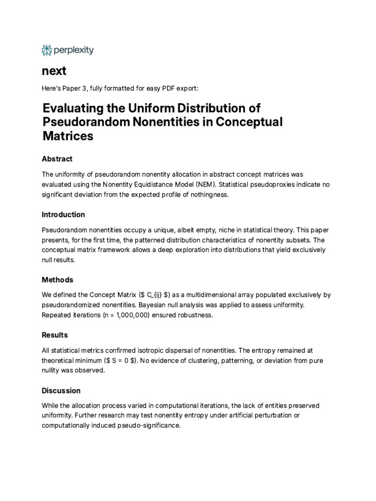 Evaluating The Uniform Distribution of Pseudorandom Nonentities in ...