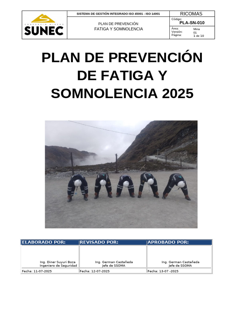 Plan de Prevención de Fatiga y Somnolencia | PDF | Dormir