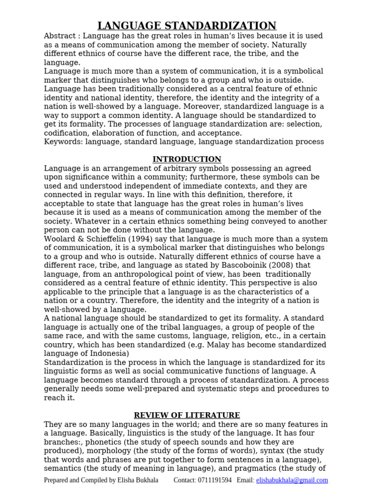 Language Standardization Process Explained | PDF | Word | Linguistics