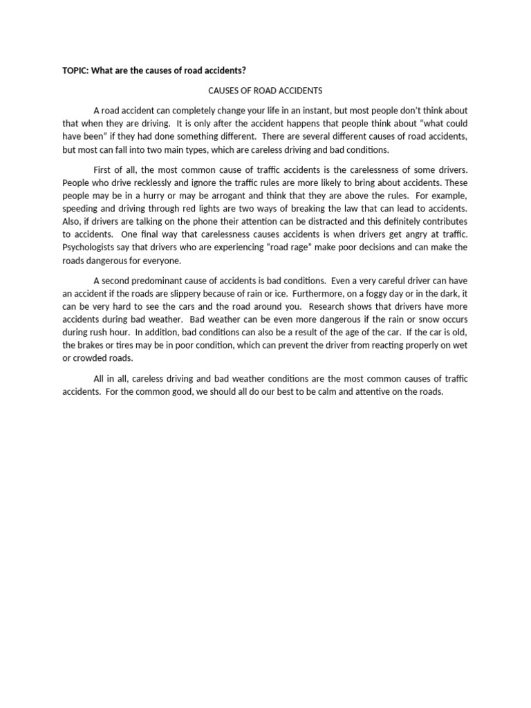 Causes of Road Accidents | PDF