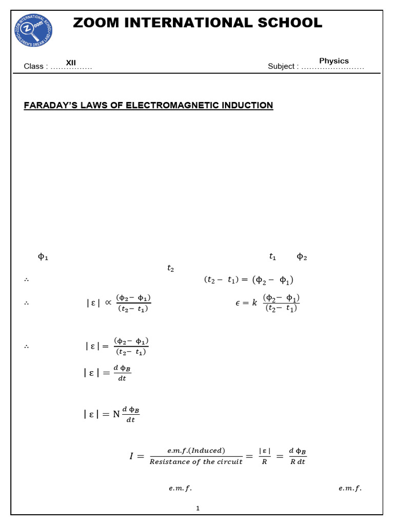 Faraday's Laws of Electromagnetic Induction | PDF | Electromagnetic ...
