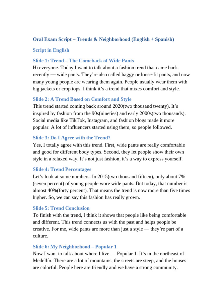 Oral Exam Script Bilingual | PDF